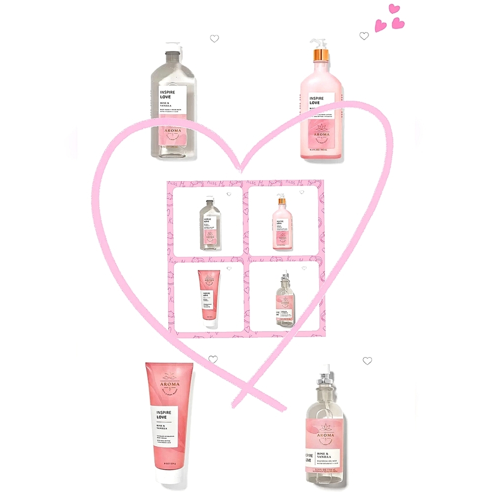 🩷 "LOVE" ROSE VANILLA AROMATHERAPY BATH & BODY WORKS SET